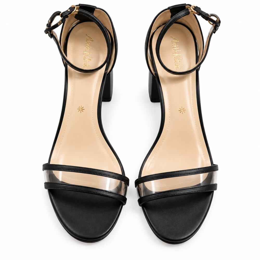 Modern Rebel Black Block Heel Sandals Women's Size 8 Ankle Strap Open Toe